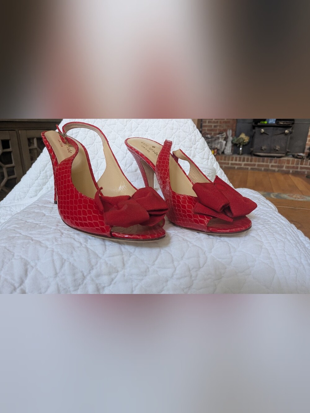 Kate Spade New York Red Sling Back Heels.